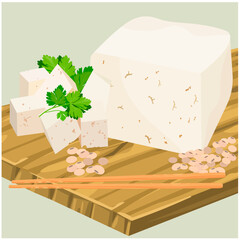 White tofu cheese and chopsticks