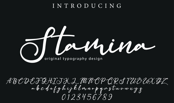 Stamina Font Stylish brush painted an uppercase vector letters, alphabet, typeface