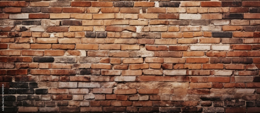 Aufkleber a brick wall covered with a high quantity of individual bricks stacked together, creating a solid an