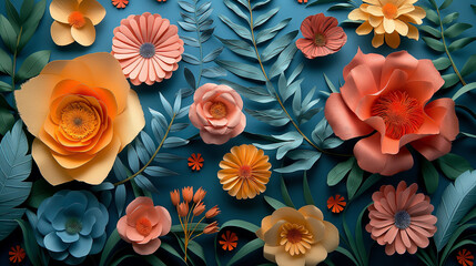 Beautiful botanical floral arrangement seamless pattern background for wallpaper 3d rendering of a...