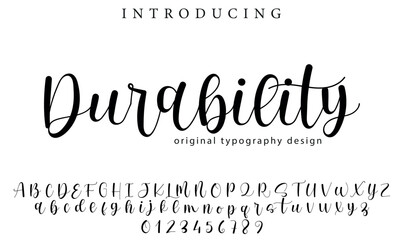 Durability Font Stylish brush painted an uppercase vector letters, alphabet, typeface