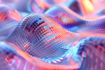 Holo abstract 3D shapes, future movement, light, and colors, holographic touch, futuristic environment, textures neon style. - obrazy, fototapety, plakaty