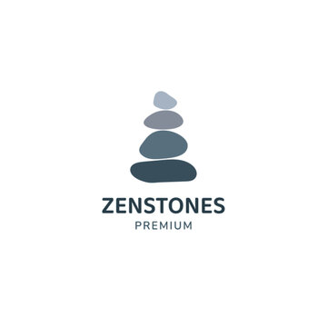 Zen stones logo template vector illustration. Balance rocks logotype concept. Smooth pebble signs set for spa, wellness, beauty salons designs, business cards, company branding. meditation symbols