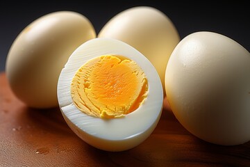 Closeup of hard boiled eggs