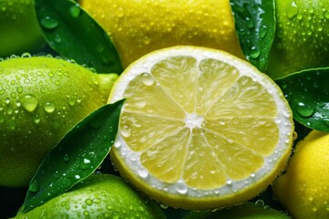 Lemon background with water drops