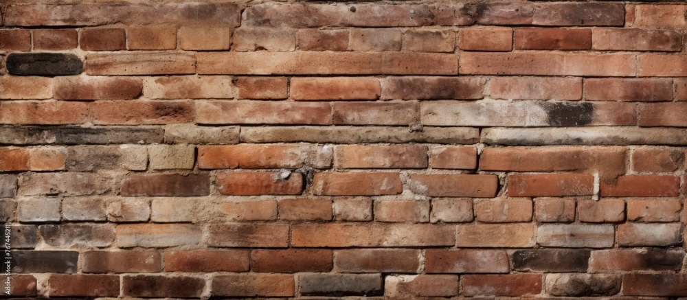 Aufkleber an up-close view of a brick wall showing a tiny hole in the structure