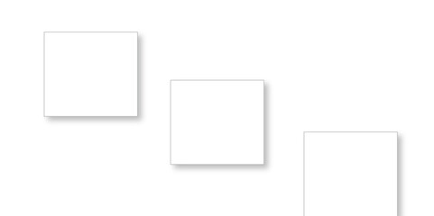 Empty Frames on the wall in modern art museum Gallery Exhibit Bl. Glass square shapes on a light background.