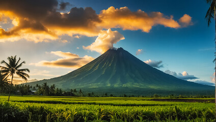 volcano Mayon Philippines - obrazy, fototapety, plakaty