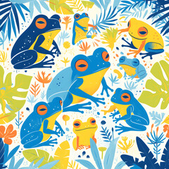 seamless pattern with frogs to create backgrounds
