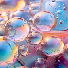 Multi-dimensional Array Of Iridescent Bubbles Creating A Colorful Abstract Background