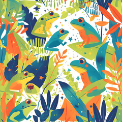 Fototapeta na wymiar seamless pattern with frogs to create backgrounds