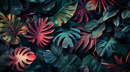 Abstract tropical leaf colourful background. - obrazy, fototapety, plakaty