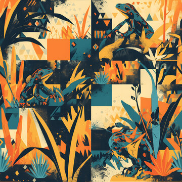 seamless pattern with frogs to create backgrounds