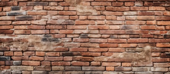 Obraz premium Capture of a brick wall showing extensive damage with an abundance of cracks throughout the surface