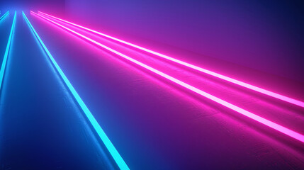 Neon pathway illuminated with pink and blue lights, creating a futuristic and vibrant ambiance in a dark setting.

