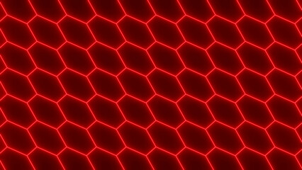 Obraz premium texture of cells. 3d seamless pattern. Abstract background with Futuristic grid alien hexagon wireframe neon glowing red cyber pattern. Sci-fi retro music template 8k