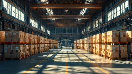 Warehouse - storage - logistics - supply chain - transportation of goods - shopping on the web - warehousing - obrazy, fototapety, plakaty
