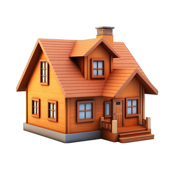 recommend clip art: 3D House clipart on white background . 3D rendering of a floating house in shades of Orange and cyan color, isolated on white background. Illustration