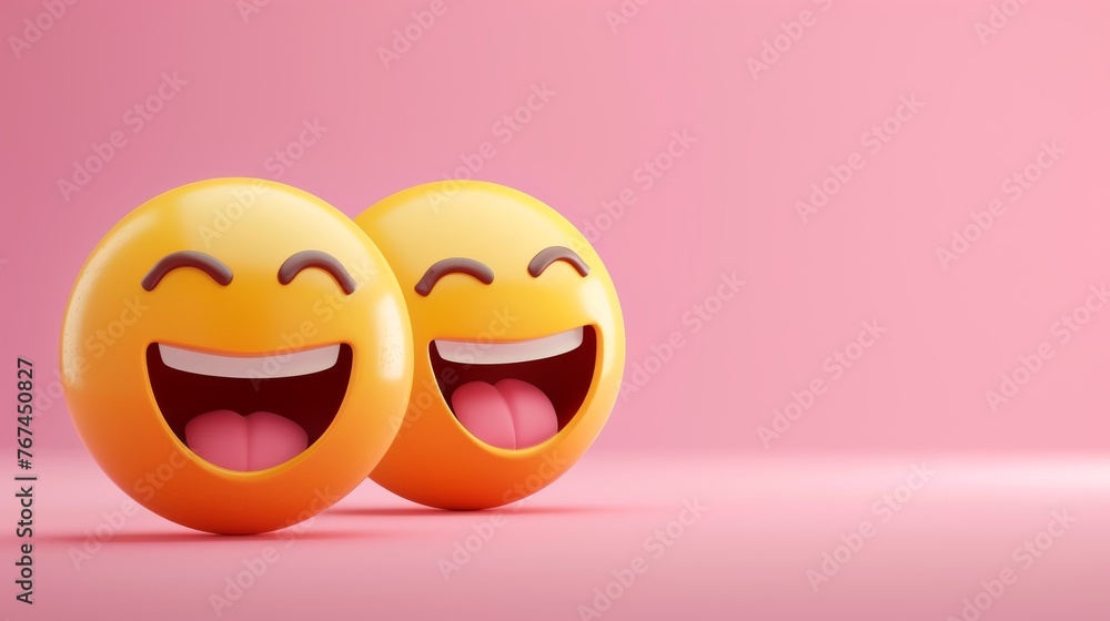 Poster vibrant 3d emoji collection showcasing joyful expressions against solid soft color backdrop