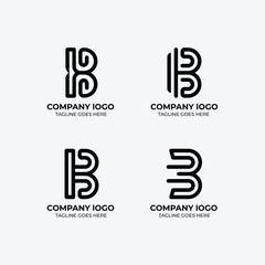 B logo set flat design template collection