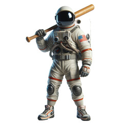 astronaut with baseball bat isolated on transparent background - Generative AI