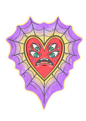 Ilustracion de corazon en tela de araña  