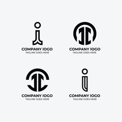 I logo set flat design template collection