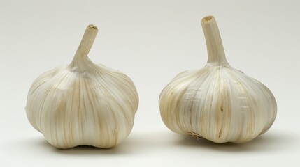 Detailed close up photos of garlic bulbs isolated on a white background for optimal search results - obrazy, fototapety, plakaty