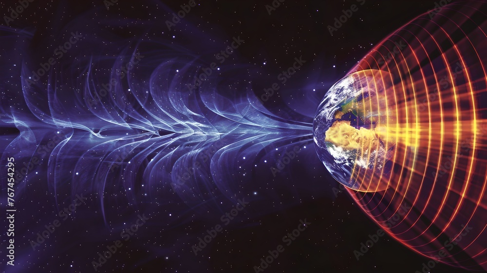 Poster vibrant abstract cosmic scene depicting energy fields and interstellar phenomena. ideal for science 