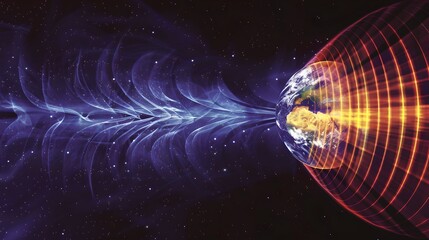 Vibrant abstract cosmic scene depicting energy fields and interstellar phenomena. Ideal for science and space-related content. Vivid digital artwork suitable for creative projects. AI