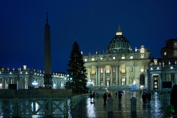 St Peter square on a winter rainy day, Vatican City
