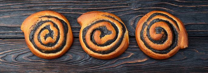 Homemade bun with poppy seeds