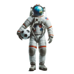 Fototapeta premium astronaut with ball isolated on transparent background 3d render - Generative AI