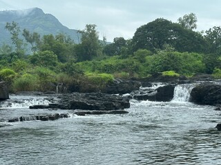 waterfall in the mountains