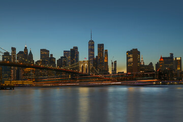 Fototapeta na wymiar Panorama New York City at night in monochrome