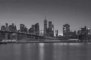 Panorama New York City at night in monochrome