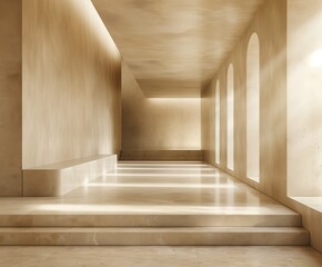 Golden Opulence: Empty Gold Marble Room Render, Perfect Photography Space