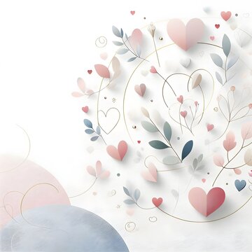 Image with minimalist style hearts. Cards. Watercolor. Valentine's Day. Congratulations.