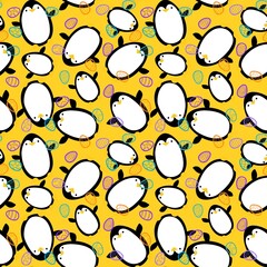 Spring Easter animals seamless penguin and eggs pattern for wrapping paper and kids print and party accessories