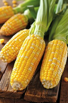 Fresh sweet corn harvest background for agricultural concepts and food industry presentations