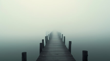 Obraz premium Wooden pier on the lake at dawn