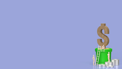 The dollar icon in plant for business concept 3d rendering.