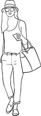 Woman's Silhouette Drawing holding a handbag