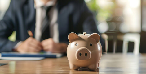 Piggy Bank Piglet Saving on Financial Horizon