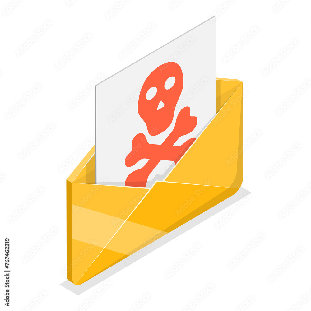Poster 3d isometric flat set of hacker icons. item 3