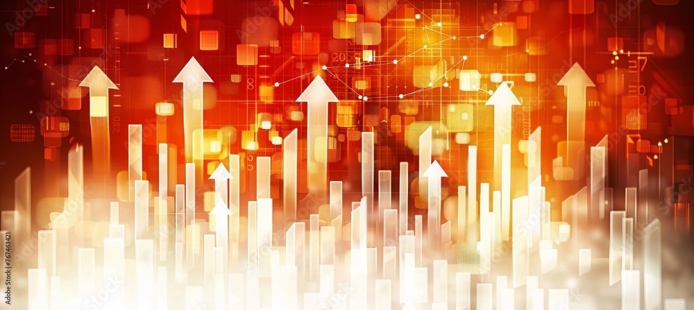 Poster dynamic financial growth concept with abstract arrows background and space for text