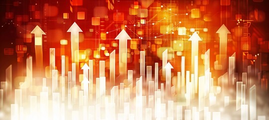 Dynamic financial growth concept with abstract arrows background and space for text