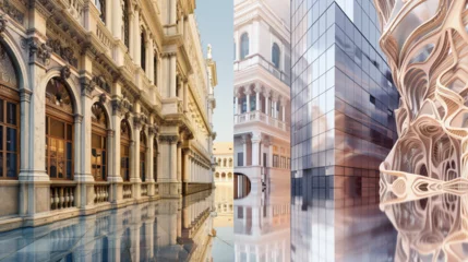 Fototapeten Architectural Contrasts: Traditional versus Modern Architecture © Nijam