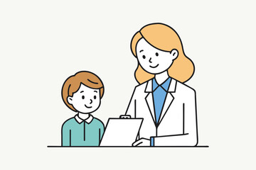 An illustration of business woman offering guidance and mentorship to a younger colleague