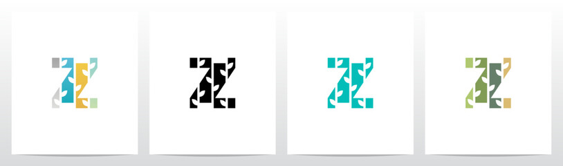 Tree Branch Leaf Divide Letter Initial Logo Design Z